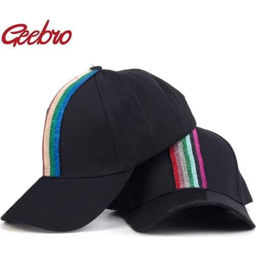 Geebro Fashion Casual Colorful Ribbon Cotton Baseball Caps For Woman Girls Solid color Adjustable Hats Hip hop Sport Fitted Caps