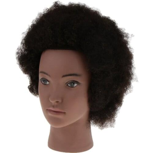 Cosmetology Afro Mannequin Heads w/ Human Hair for Braiding Cornrow Practice