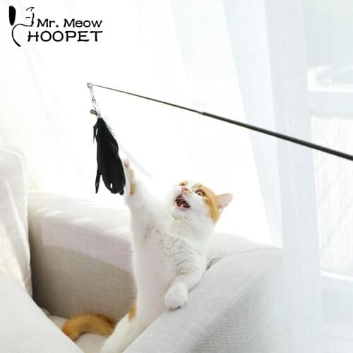 Hoopet Pet Cat Toy Bird Feather Stick Toy Goods Toys For Cat Supplies