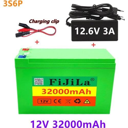 New pattern 12V 32Ah 18650 lithium battery pack built-in 30A high current BMS, used for sprayer+12.6V 3A charger