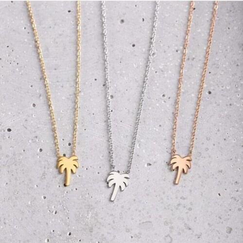 Mavis Hare The Perfect Summer Accessory The Palm Tree Necklace Stainless Steel Necklace with 42+5cm Chain as Women Best Gift