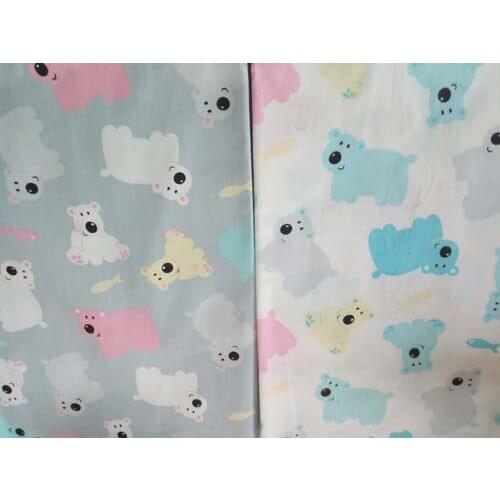 Cute 50x160cm Cartoon Colorful Bears Grey White Printed Cotton Fabric Quilting Baby Bedding Tilda Cloth Patchwork fabric