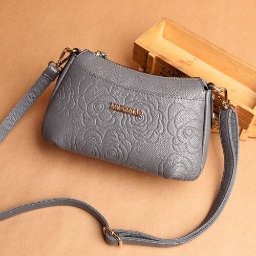 Fashion Floral Soft Leather Luxury Handbags Women Shoulder Crossbody Bag Leather Bags For Women Messenger Bags Lady Bolsos