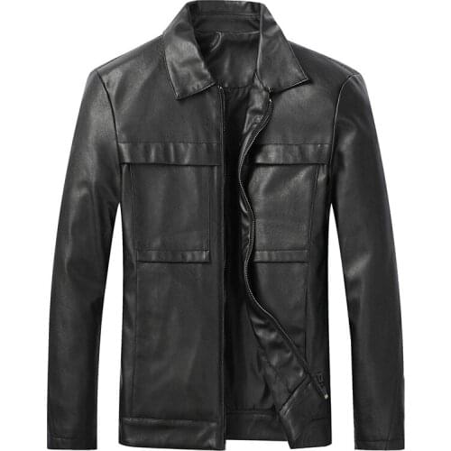 2022 Mens Autumn New Motorcycle Leather Jacket Youth Slim Lapel Casual PU Leather Jacket