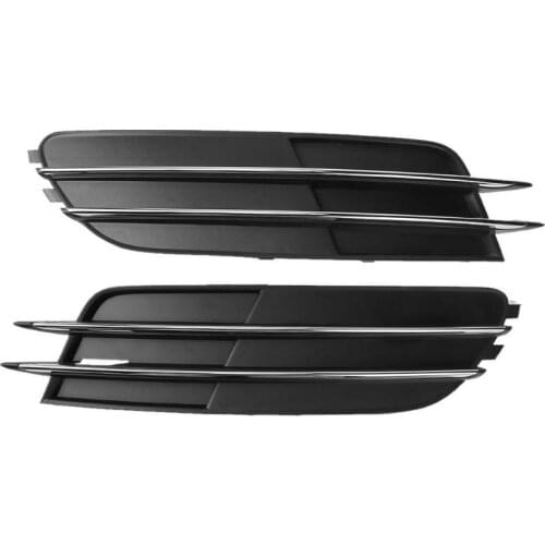 1 Pair ABS Front Bumper Lower Fog Light Grille Trims Grills Replacement for Audi A6 C7 2012-2014 Auto Accessories