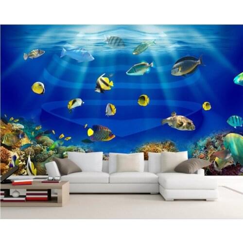 3d wallpaper custom mural Sunlight sea fish wall papers home decoration painting 3d wall murals wallpaper for walls 3 d