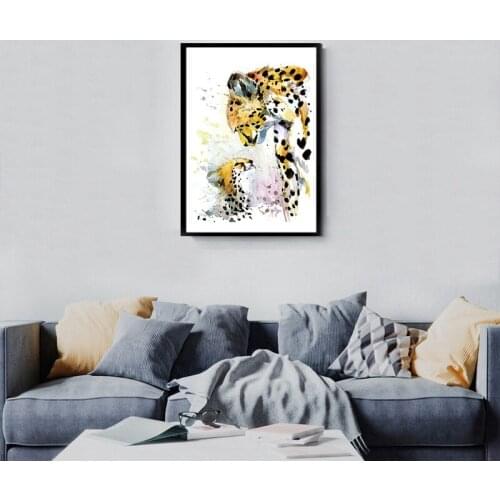 Nordic Watercolor Panda Rabbit Penguin Giraffe Fox Leopard Diamond Painting Love Animal Diamond Embroidery Wall Art Home Decor