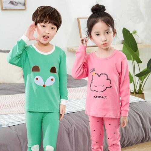 Baby Boy Sleepwear Kids Cartoon Pajamas 100% Cotton Girls Nightwear Sleep Suit Childrens Pajamas Long-sleeved Pyjamas Outfits