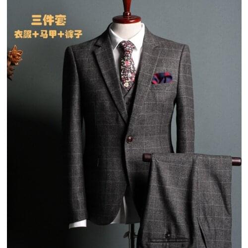 Jacket+vest+pants Three Pieces Suit Blazer Dress High Quality Mens Fashion Set Includ Vest Luxury Plus Size M L XL XXL XXXL