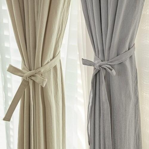 100% Cotton Semi-blackout Curtains Solid Color Grey Curtains Window Treatment Cortinas for Living Room Bedroom