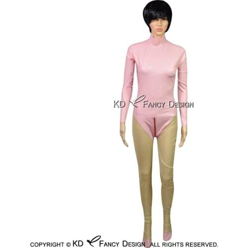 Sexy Latex Catsuit With Socks Decoration Back Zipper And Rubber Zipper Bodysuit Zentai Overall Body Suit LTY-0137