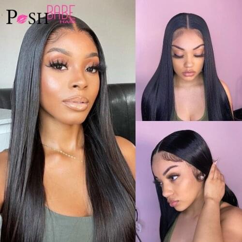 4x4 13x4 Lace Front Human Hair Wig Straight Remy Brazilian HD Lace Wigs With Baby Hair Free Part Lace Front Wigs 28 30 32 Inch