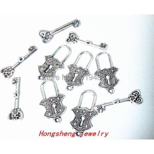 100 Sets/lot padlock Circle O T Shaped Toggle Clasps antique silver plated connector DIY accessories free ship,O:25x11 mm T:23mm