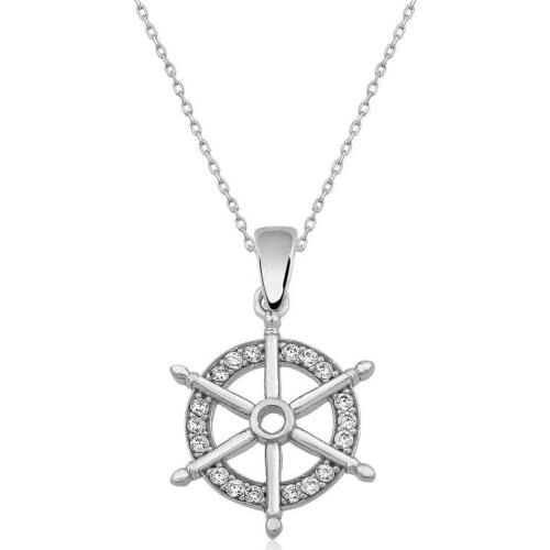 Tevuli 925 Sterling Silver Ship Rudder Necklace