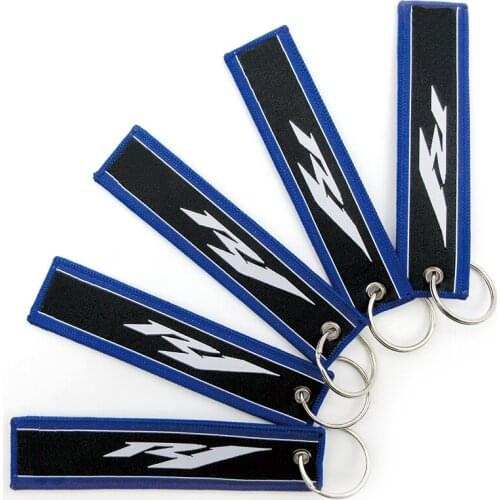 Universal Motorcycle R1 Logo Embroidery Key Holder Chain Collection Keychain Accessories For Yamaha YZFR1 YZF-R1 Blue Key Ring