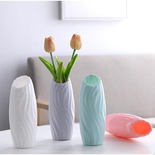 Vase Decoration Home Flower Pot For Home Living Room Decoration Shatterproof Vase Nordic Home Decor Imitation Ceramic Vase