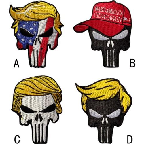 Skull Military Velcro Funny Patches Wars 3D Embroidered Bag Stickers Tactical Clothing Badge Hook&Loop Magic Armband Applique