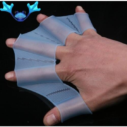 High quality Silicone Hand Swimming Fins Flippers Swim Palm Finger Webbed Gloves Paddle S M L