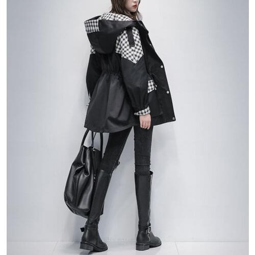 Plus size womens wear Novel autumn new fat sister windbreaker womens mid-length and belly-covering slimming coat female trend