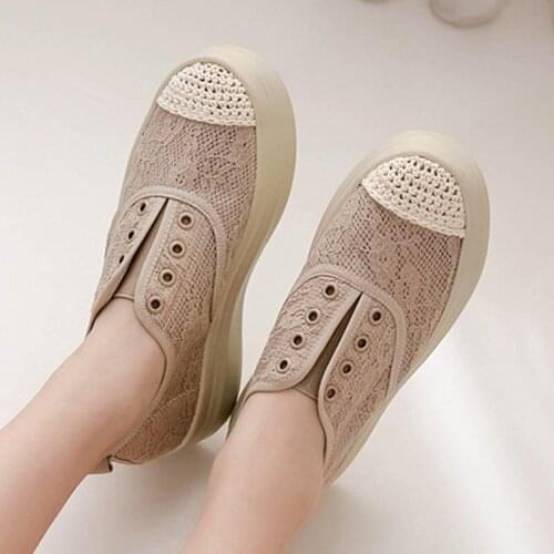 Lace Up breathable lace flat loafers shoes wowen platform sandals muffins weave round toe elevated shoes woman espadrilles 2020