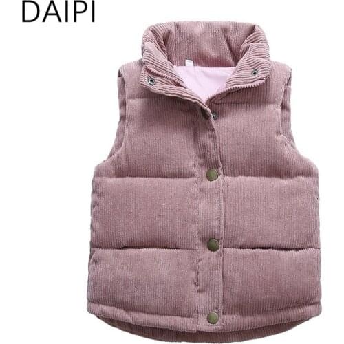 3-10 Years Kids Outerwear Vest Zipper Warm Thicken Girls Vest Solid Boys Waistcoat Autumn Winter Children Teens Cotton Jackets