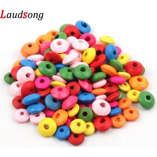 100pcs/lot 10x4 12x6mm Multicolour Natural Flat Spacer Wood Beads For Jewelry Making Bracelet Diy Wholesale