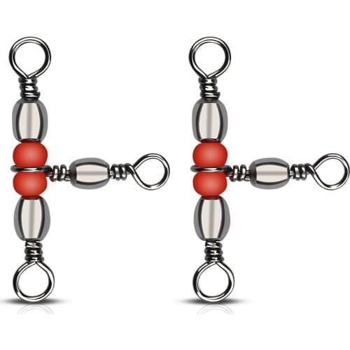 20Pcs/lot Fishing Snap Swivel 3 Way Barrel Swivel Ring Fishhook Lure Line Connector With Beads Fishing Accessory