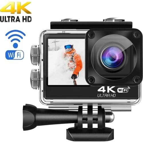24MP EIS WiFi Action Camera 4K 60fps 2.0'' Dual Touch LCD Screen Waterproof Remote Control 4X Zoom Video Recorder Sport Cameras