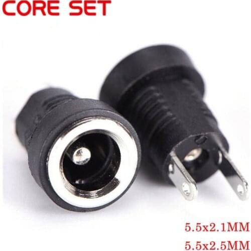 5/10Pcs 5A 30v For DC Power Supply Jack Socket Female Panel Mount Connector 5.5mm 2.1mm Plug Adapter 2 Terminal Types 5.5x2.1
