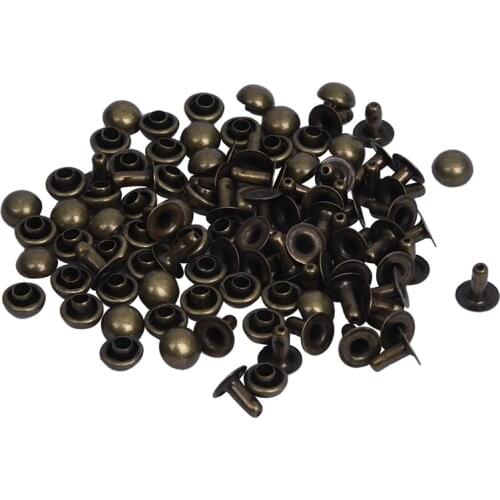 50 Sets Mushroom Fast Rivets Studs 6 mm Antique Brass