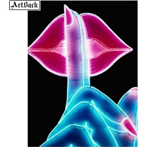 5d diamond painting woman red lips icon decorated full square drill diamond mosaic 3d full circle diamond embroidery sticker