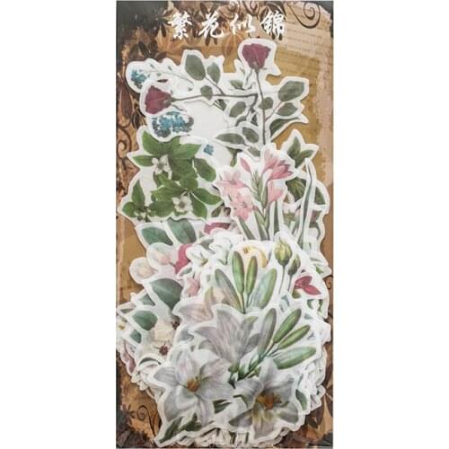 60 Pcs/Set Retro Floral Plants Writable Sticker Handmade Decorative Stationery Stickers Scrapbooking Diy Diary Album Stick Label