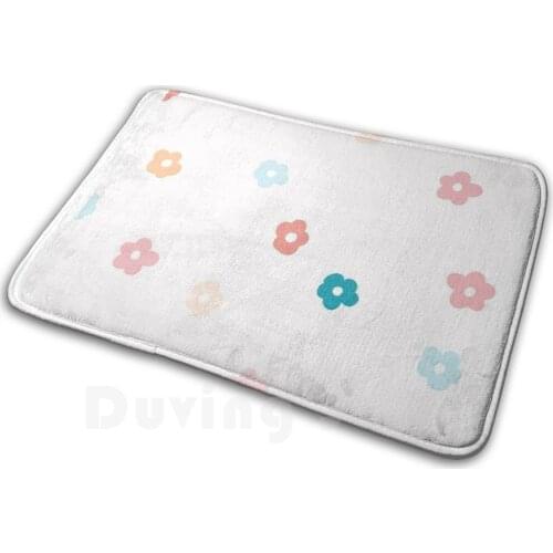 70s Flowers Carpet Mat Rug Cushion Soft Flowers Floral 70s Colorful Pastel Flower Pink Orange Blue Pattern Patterns