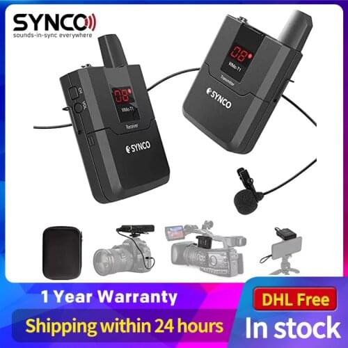 SYNCO WMic-T1 Wireless Lavalier Microphone System for Camera and Smartphone, 16 Channel with One Transmitter and One Receiver, M