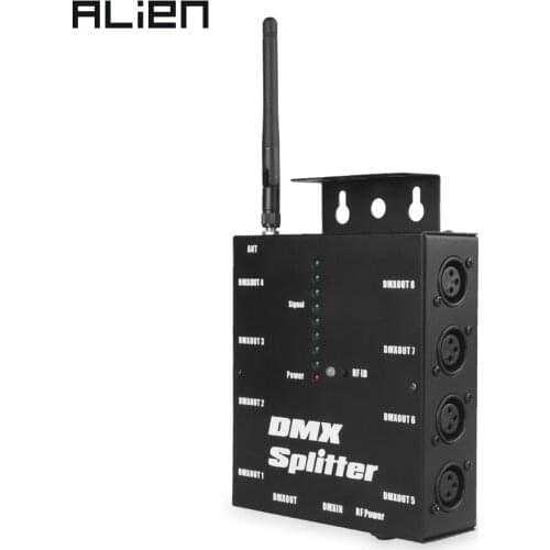 ALIEN 8 Way Wireless DMX 512 3-Pin Isolated Splitter Amplifier with Wireless DMX Transceiver Receiver for DJ Disco Stage Lights
