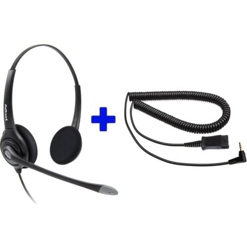 Binaural headset QD cable Noise cancelling headset with 2.5mm plug (RJ9 plug, dual 3.5mm plug ,smartphone 3.5mm plug optional)