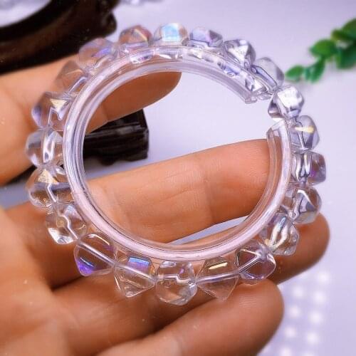 Natural Colorful White Crystal Charm Bracelet 10-12mm Beads Pulseras Armband Geometric Handmade Jewelry For Men and Women