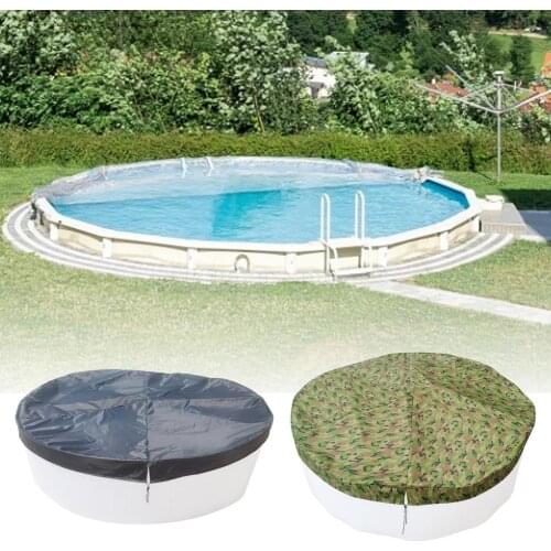 Camouflage Round Pool Cover 244/305/366CM PE Portable Protective Swimming Inflatable Pool UV-resistant Oxford Cloth Waterproof