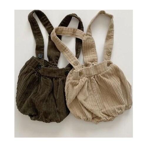 3887 Children Back Blet Pants Autumn Winter Corduroy Short Pure Colors Suspenders Kids Trousers Infant Baby Overall