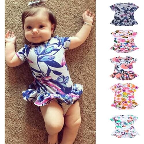 Kids Tales Baby Girl Clothes Bodysuit For Newborns Fashion Romper Dress Cotton Short Sleeve Flowers Jumpsuit for Kids Overalls