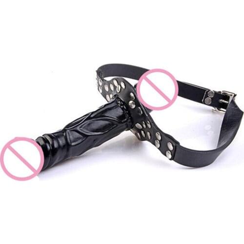 Adult Games Mouth Gag Dildo Head Strap on Lengthen Double Ended Dildo Gag Lesbian Masturbation Simulation Penis Bdsm Bondage O2
