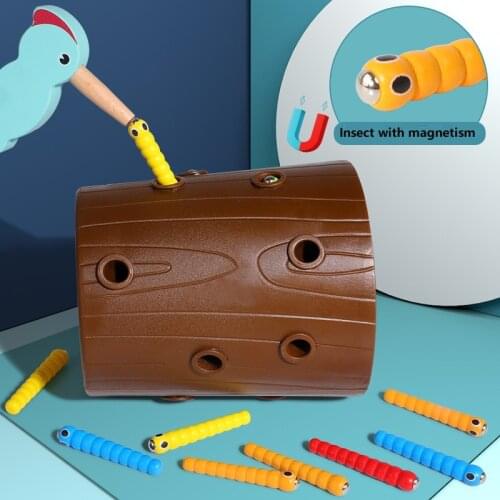 Early Educational Montessori Toys With Magnetic For Children Bird Catch The Insect Game With Kids Jouet Enfant Intelligent