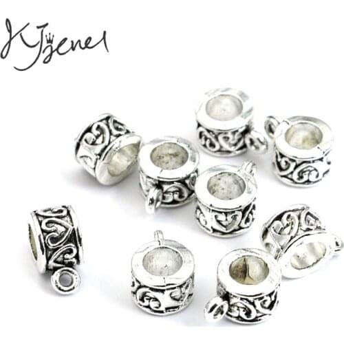 JAKONGO Tibetan Silver Plated Heart Beads Bail Fit European Charm Bracelet Jewelry Findings Accessories Making Craft DIY 5mm