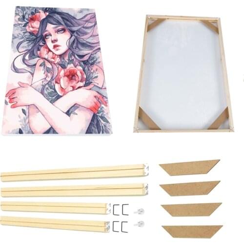 Natural Wood DIY Canvas Frame Wall Photo Bar For Poster Wood Frame Kit Art Large Size Oil Picture Painting By Numbers Home Decor