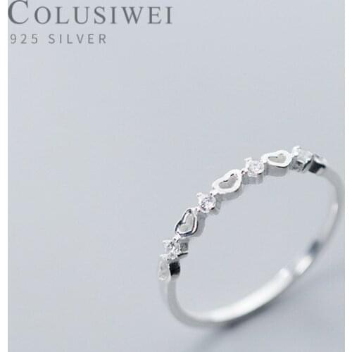 Colusiwei Genuine Sterling Silver 925 Tiny Small Heart Finger Rings for Women Circle Slim Fashion Jewelry Bijoux 2020 New