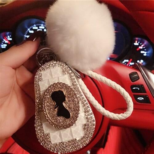 Korea Cute Creative Rhinestones Universal Unique Universal Home Office Car Key Case Cover Keychain Pendant