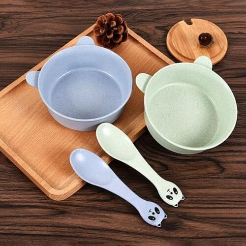Baby Cartoon Food Storage Bowl Spoon Set Eco-friendly Dinnerware Feeding for Kids Children Tableware