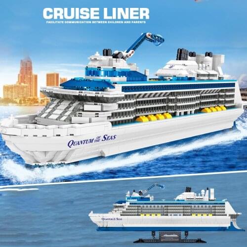 Quantum of the Sea Cruise Ship Pendulum Ship Model Building Blocks British Famous Cruise Bricks Set Educational Toys for Kids