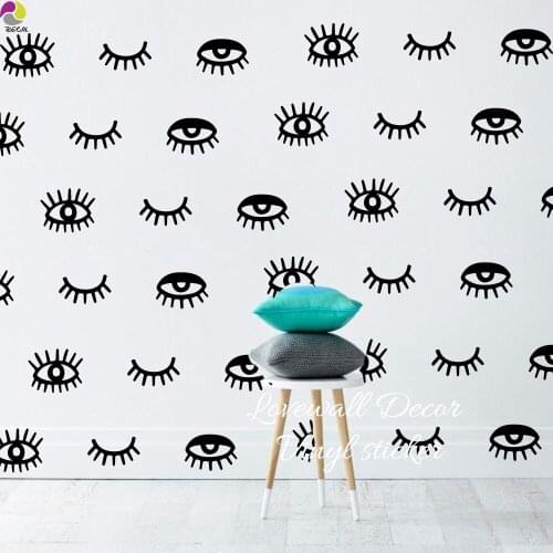 Cartoon Eyelash Wall Sticker Baby Nursery Living Room Cute Eye Eyelash Wall Decal Bedroom Children Room Vinyl Home Decor Mural