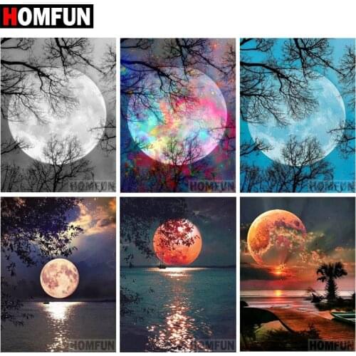 HOMFUN Full Square/Round Drill 5D DIY Diamond Painting "Moonlight Scenic" 3D Embroidery Cross Stitch 5D Home Decor Gift BK001